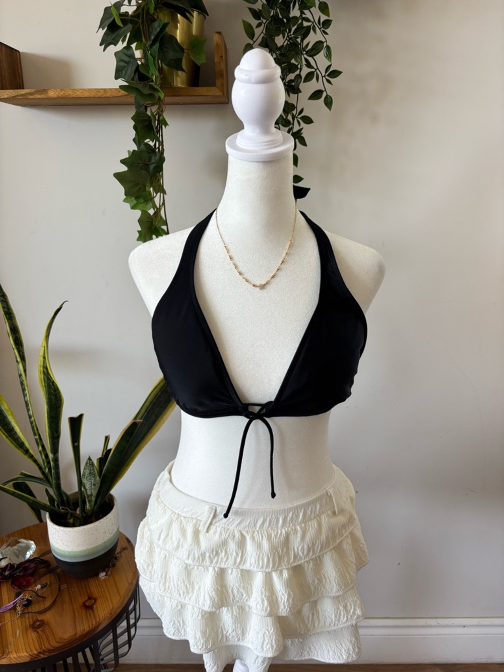 Body Glove Black Halter Swim Top with Tie Front